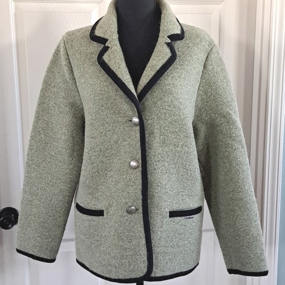 Vintage Geiger Collections Size 40 Pure New Wool Chunky Cardigan Jacket Sweater - Picture 1 of 11